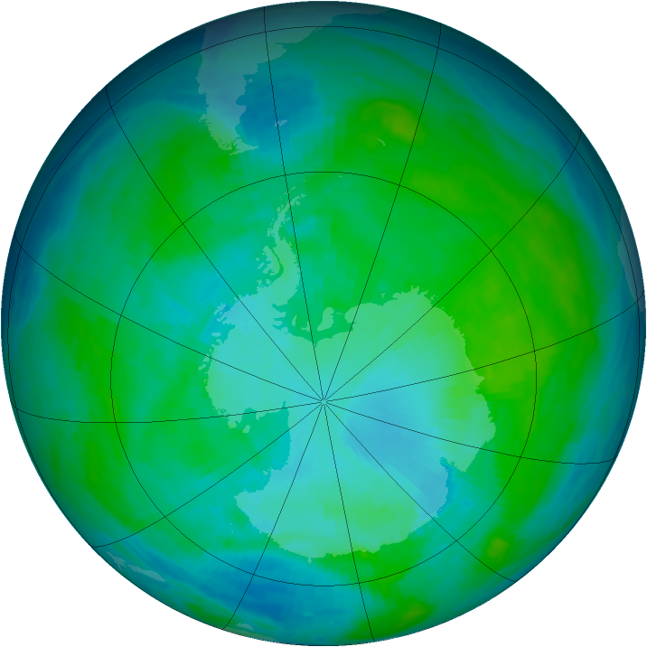 Antarctic ozone map for 10 January 1986